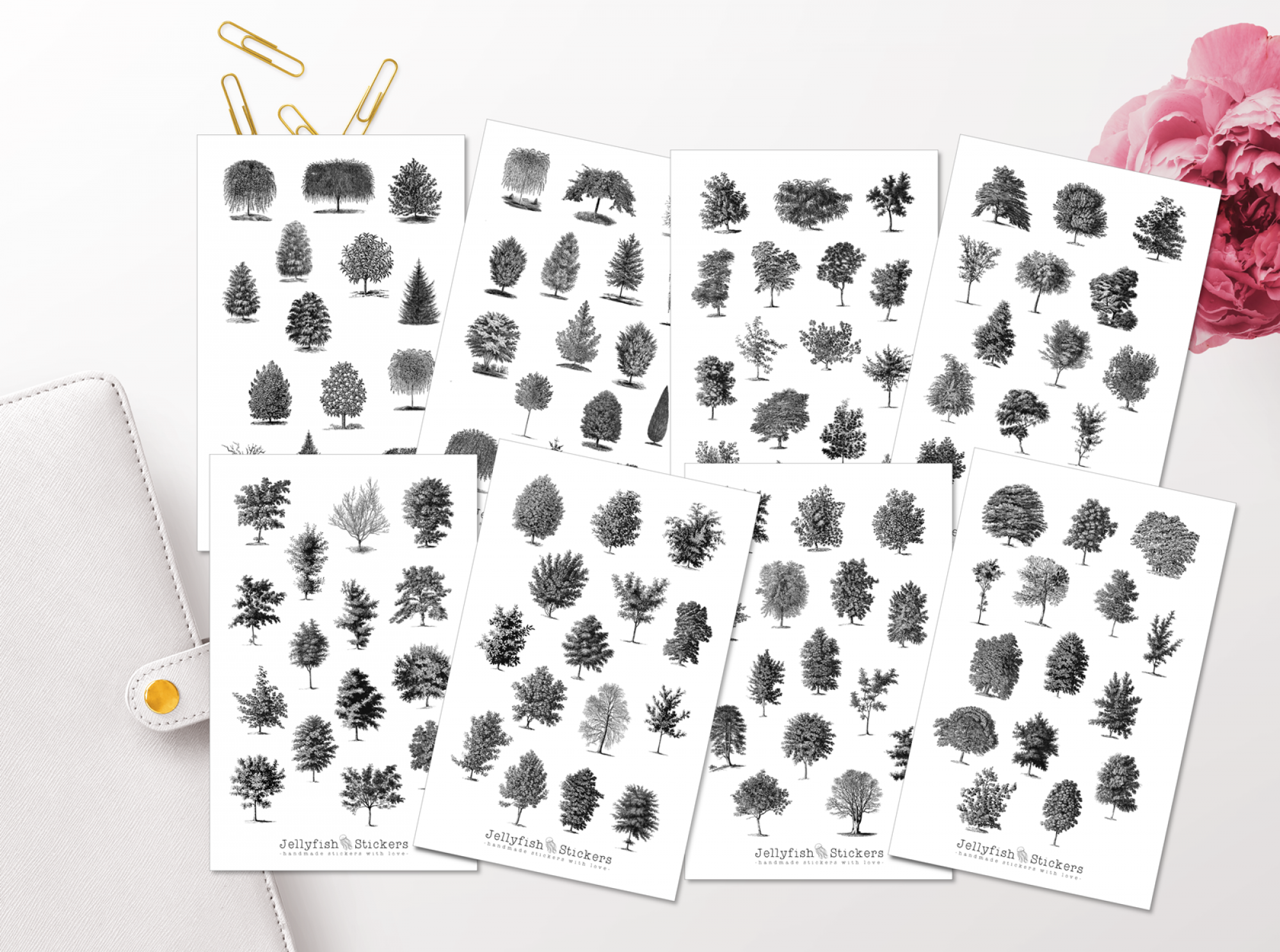 Vintage Trees Sticker Set